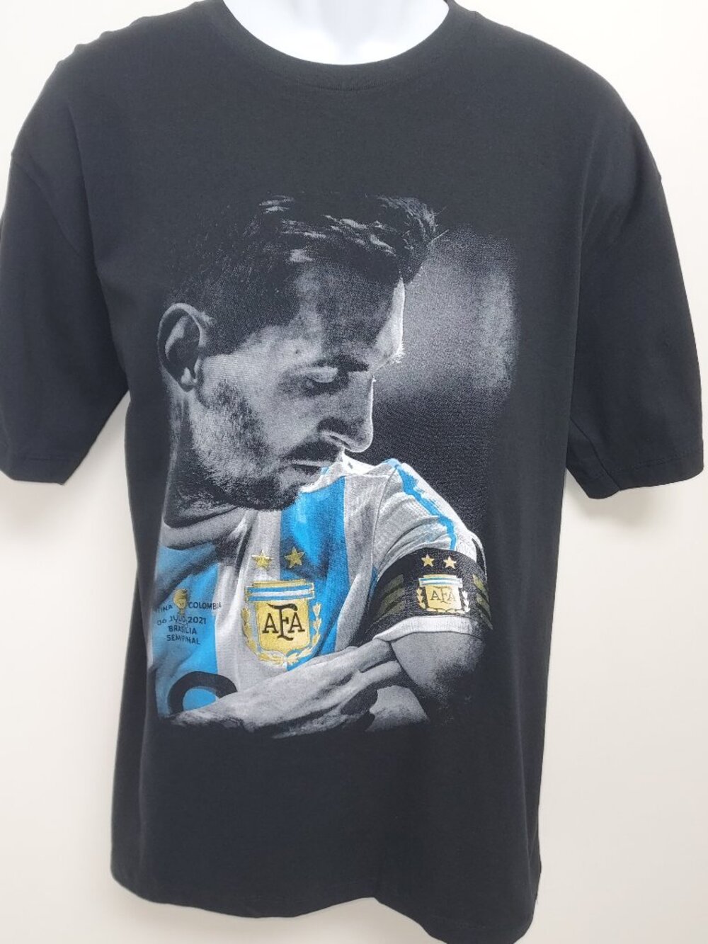 ARGENTINA BLACK MESSI #10 COLOMBIA 2021 BRASILIA SEMI SOCCER TEE MEN SZ: XXL NWT